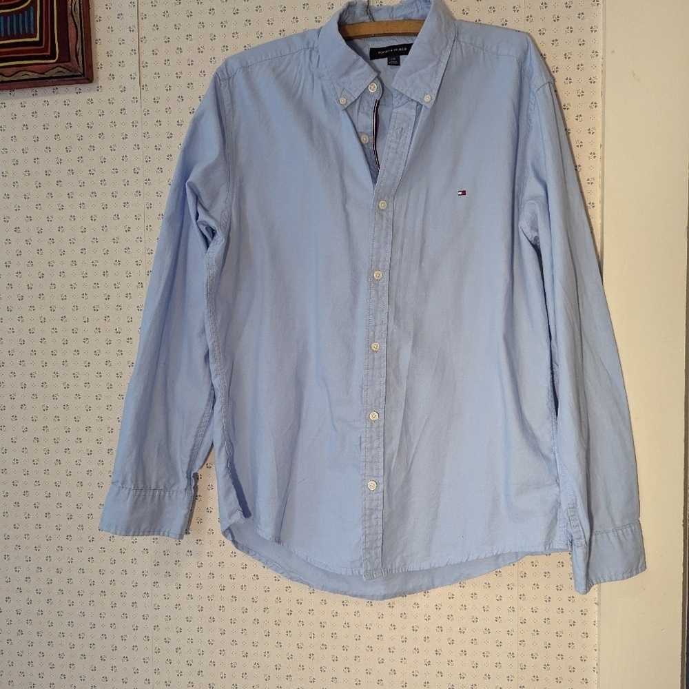 💙 Tommy Hilfiger shirt large, light blue Preppy Academia Shirt Classic